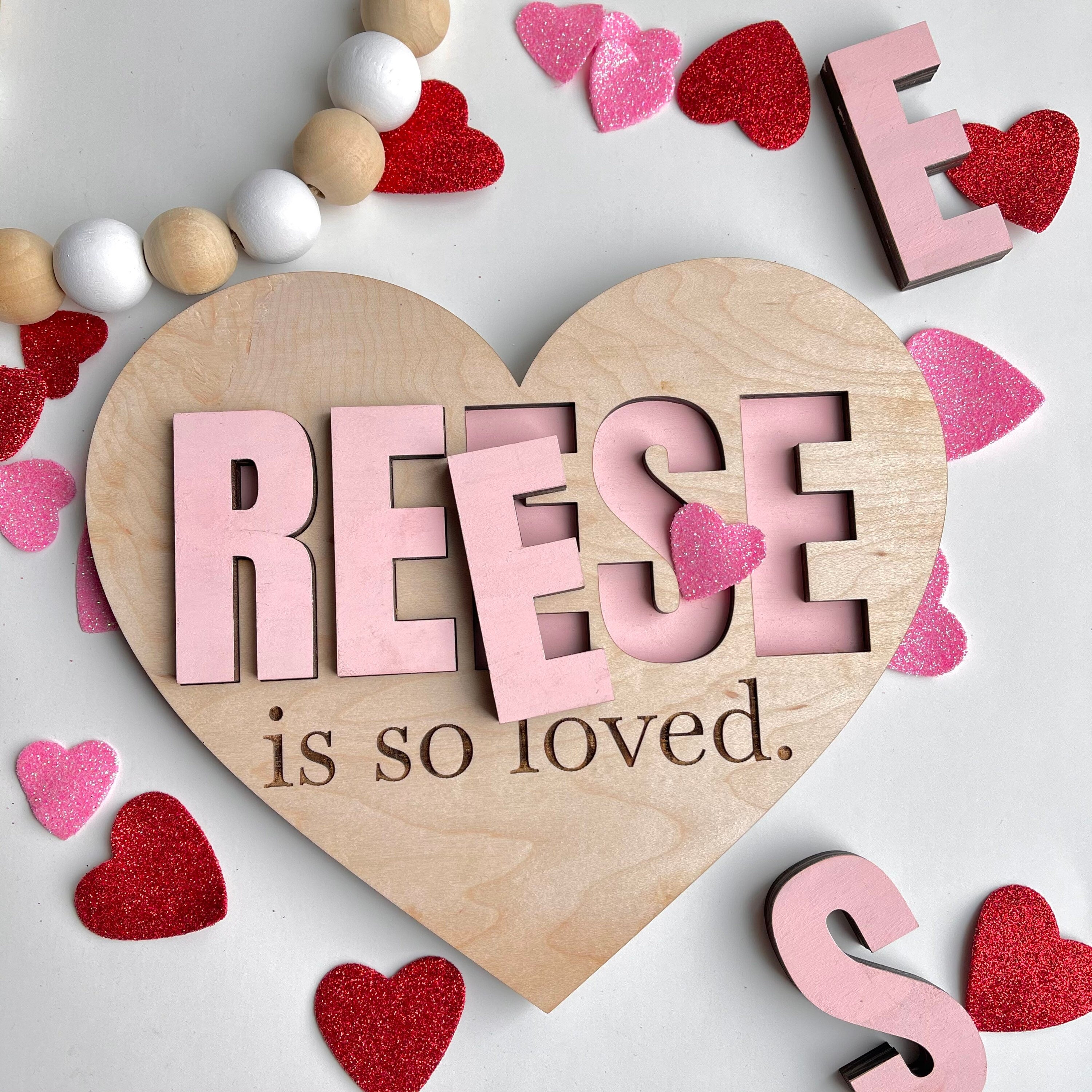 Heart Shaped Wood Engraved Name Puzzle