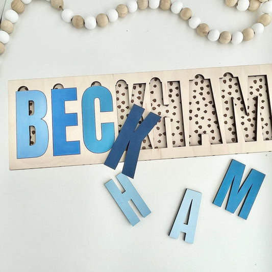Dotted Wood Engraved Name Puzzle