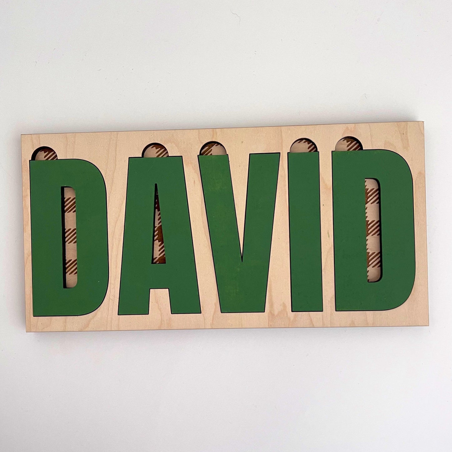 Buffalo Check Wood Engraved Name Puzzle | Toddler Gift| Baby| Nursery Decor