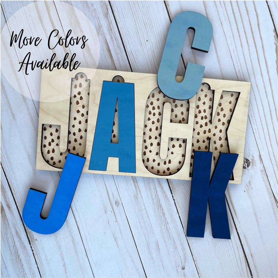 Dotted Wood Engraved Name Puzzle