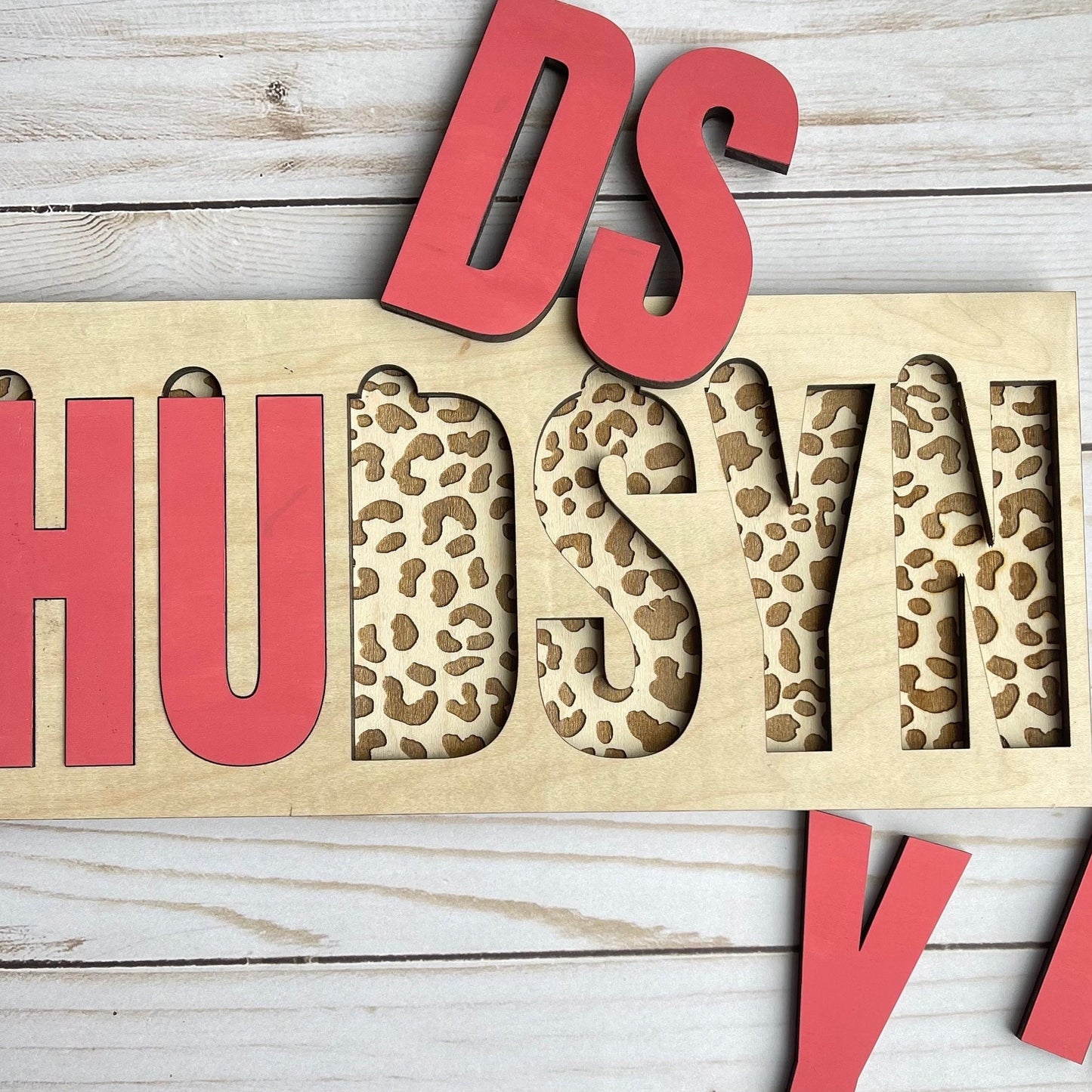 Personalized Cheetah Print Name Puzzle -Engraved Wooden Puzzle for Nature Lovers and Home Decor -Unique Gift Idea for Birthdays or Holidays